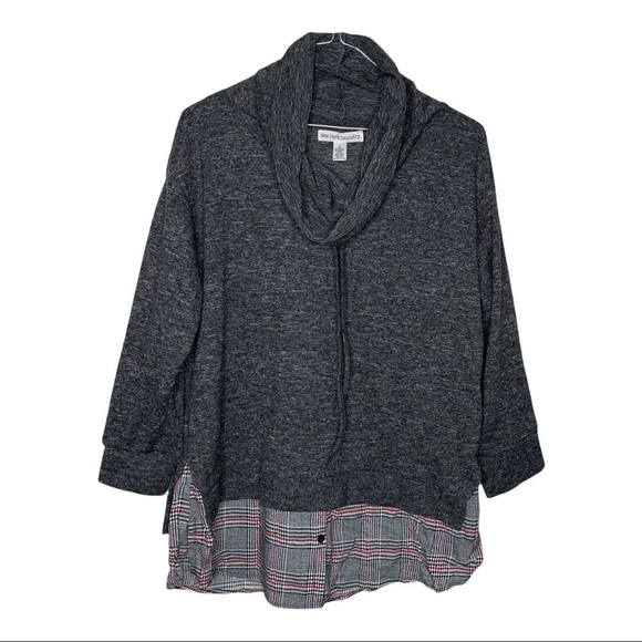 New York Laundry Cowl Neck Pullover Top with Built in Button down shirt Large - Picture 1 of 5